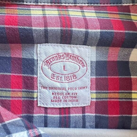 Brooks Brothers Shirt Mens Large Red Plaid Regular Fit 100% Cotton Button Down - Picture 4 of 5